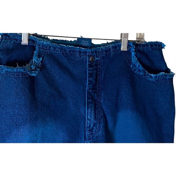 Boho Dyed Denim Raw Edge Waist/Hems Low Rise Cowgirl Chic Jeans Designed In NYC - Picture 5 of 11